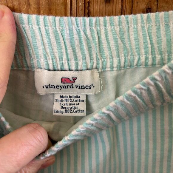 Vineyard Vines Shorts Tiffany Blue White Stripe Embroidery Pockets Elastic Small - Picture 6 of 11